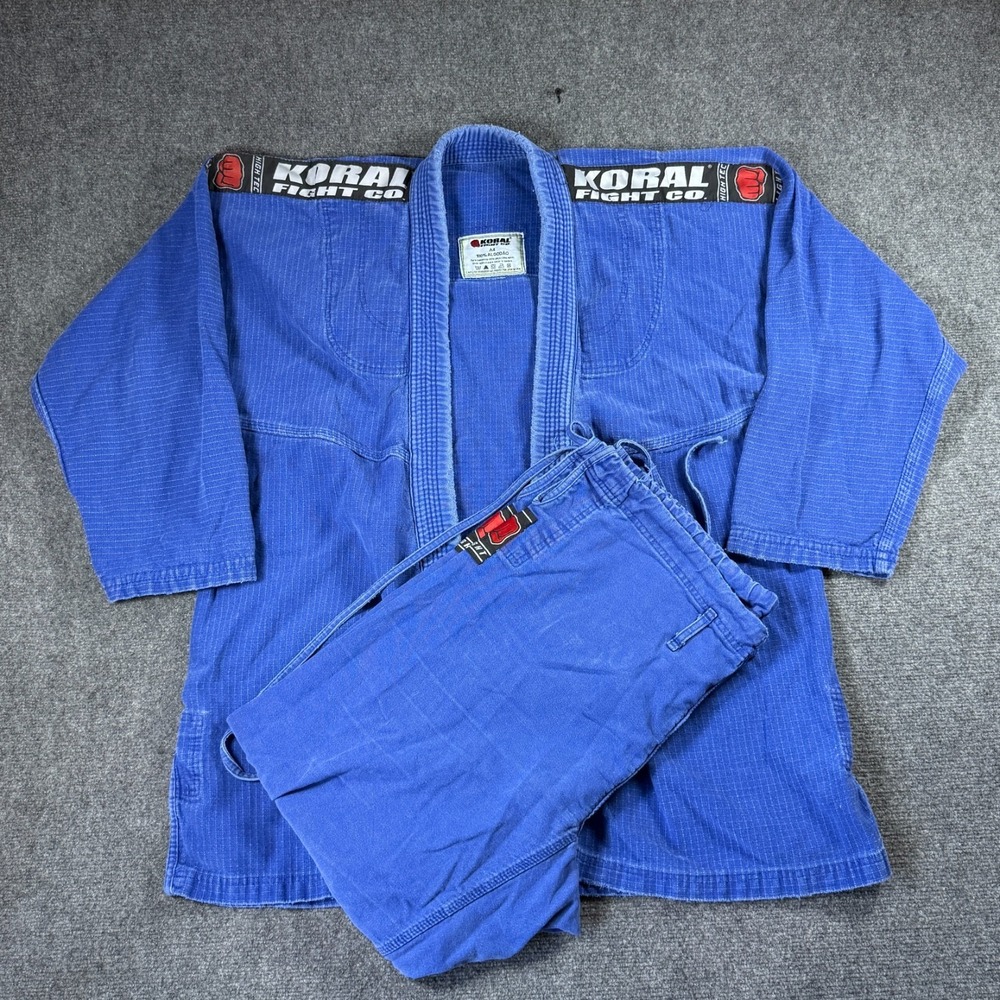 Koral Fight Co BJJ Gi Jacket Mens A4 Blue 100% Cotton Brazilian Jiu-Jitsu Set